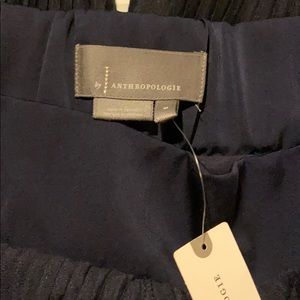 Navy Anthropologie Wide Leg Pants NWT MED satin